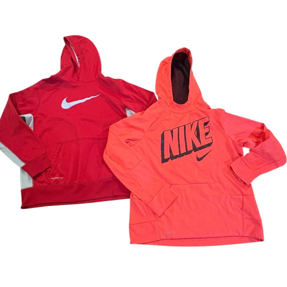 Nike Hoodie Lot Boys XL Red Therma Fit Dri-Fit Pullover Sweatshirts 2 Pc
